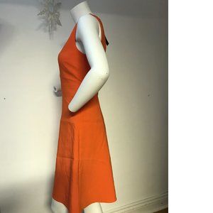 Le Chateau Orange Fit and Flare Cut- Out V-Neck Sleeveless Dress NWT